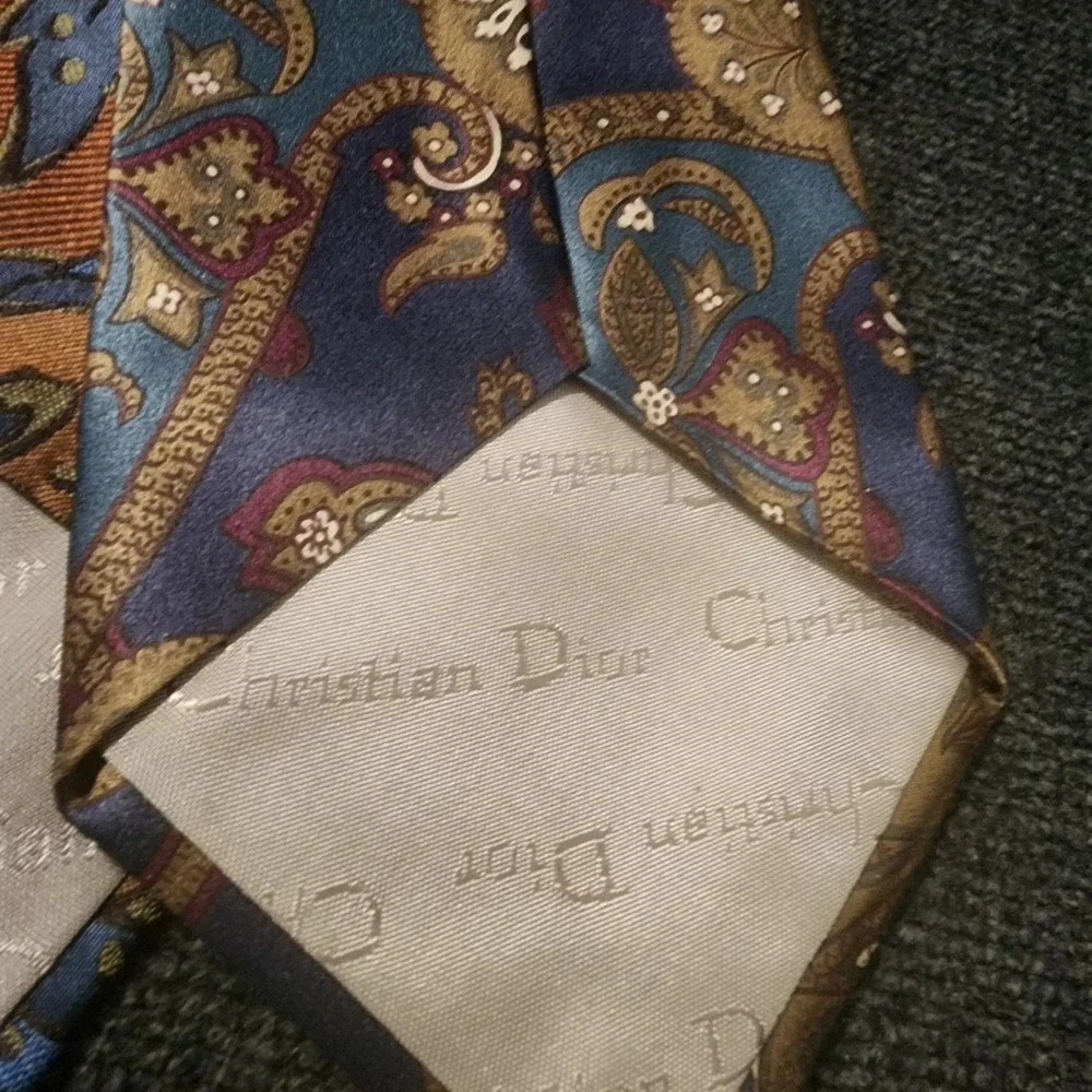 Lot Of 3 Christian Dior Monsieur Vintage Blue Brown‎ Silk Neck Tie 57